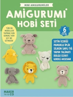 Frefly Store Mini Amigurumi Hobi Seti 6 Model Tüm Malzemeleri ile
