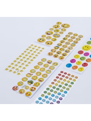 Frefly Store 6 Adet Karışık Kabartmalı Yapışkan Sticker, Şekilli Gülen Yüzler