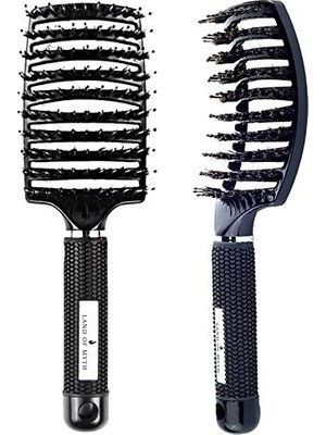 Frefly Store - LOM1071 Premium Detangler, Dolaşık Saç Açma Fırçası, Yumuşak ve Esnek Iyonik Fırça Dişleri (Siyah)