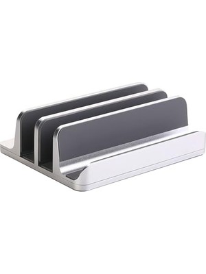 Frefly Store Mcstorey Laptop Standı Dikey Metal Stand MacBook ile Uyumlu Ergonomik Notebook Bilgisayar Tutucu Masaüstü Düzenleyici Alüminyum Gümüş