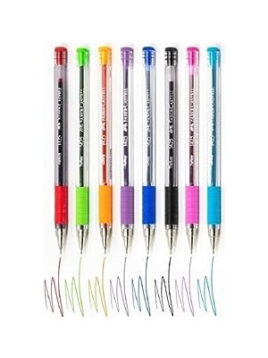 Frefly Store 1425 Iğne Uçlu Tükenmez Kalem, 8'li Set, Çok Renkli