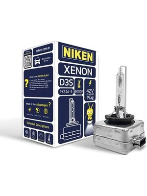 Frefly Store D3S 6000K Beyaz Xenon Far Ampulü, 42V, 35W, PK32D-5, 6000K