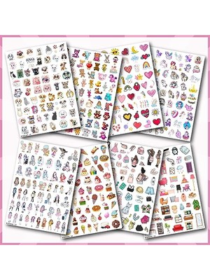 Frefly Store Sticker Seti 500 Adet - Kız Çocuklara Özel Konsept - Defter Planlayıcı Günlük Takvim Ajanda Için Etiketler - Öğrencilere ve Yetişkinlere Kendinden Yapışkanlı Eğlenceli Çıkartmalar (8 Sayfa)