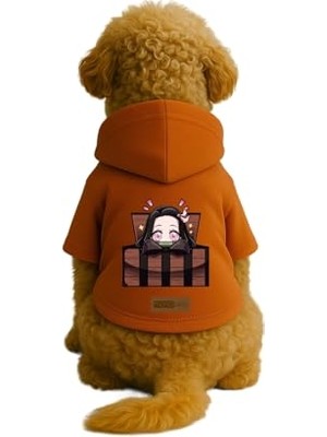 Frefly Store Baskılı Içi Polarlı Köpek ve Kedi Kıyafeti & Elbisesi - Turuncu Renk Kapüşonlu Hoodie B8C32, 2xl