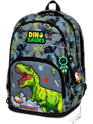 1001 Dinozor Erkek Çocuk Ilkokul 4'lü Çanta Seti - Sırt Çantası Beslenme Çantası Kalem Kutusu An