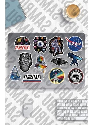 Frefly Store Uzay Temalı Sticker Seti, Laptop ve Telefon Için Etiketler
