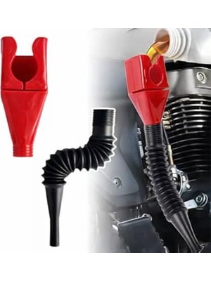 Frefly Store Katlanabilir Plastik Motor Yağ Hunisi, Esnek Hortumlu, Araba ve Motorsikletler Için, Kırmızı ve Siyah