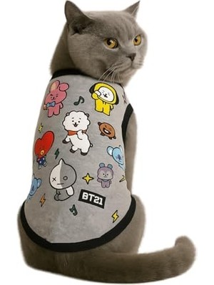 Frefly Store Organik Kumaşlı Köpek ve Kedi Kıyafeti Gri Btsli S