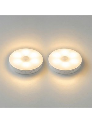 Frefly Store Amber LED Hareket Sensörlü Ledli Gece Lambası Şarj Edilebilir, Taşınabilir 4000K Günışığı (2 Adet)          [enerji Sınıfı A]