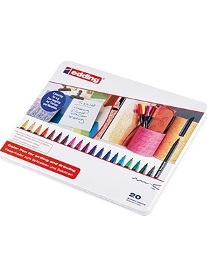 Frefly Store Edding 1200 Ince Uçlu Keçeli Kalem - 20 Parlak Renkli Set - Yuvarlak Uçlu 1 mm