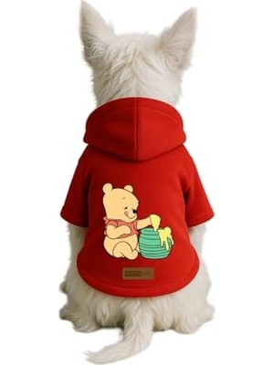 Frefly Store Baskılı Içi Polarlı Köpek ve Kedi Kıyafeti & Elbisesi - Kırmızı Renk Kapüşonlu Hoodie B0F8F, L