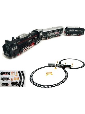Frefly Store Giffy / 23 Parça Işıklı Klasik Tren Seti 96CM 3 Farklı Ray Modeli Pilli Retro Tren Raylı Oyuncak Full Fonksiyon Çocuklar Için Eğitici