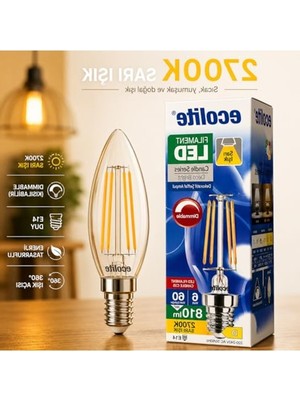 Frefly Store Dim Edilebilir 6W E14 Filament LED Mum Ampul, Vintage Tasarım