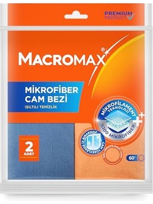 Frefly Store Macro Max Mikrofiber Cam Bezi 2'li Set, Mikrofilament Teknolojisi ile Leke ve Iz Bırakmaz Ayna Bezi