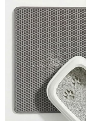 Frefly Store Pugalo Cleanpaw Premium Kedi Tuvalet Önü Paspası, Çift Katmanlı Kedi Kumu Toplayıcı, Geniş Delikli, Kolay Temizlenir (Gri, 50 x 50)