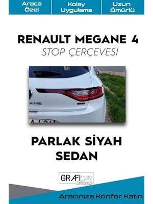 Frefly Store Renault Megane 4 Sedan-Hatchback Stop Çerçevesi Sticker Kaplama (Parlak Siyah, Sedan)