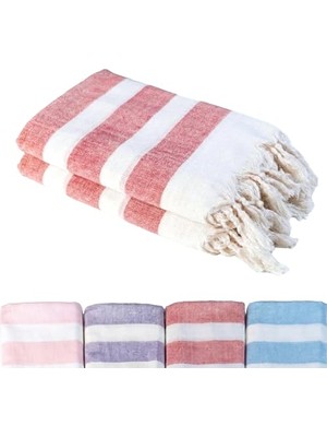 Frefly Store Kırmızı 2'li - 90 x 180 cm - Ince & Trparan - Kadınlar Için Ipeksi Yumuşak Peştamal - Bambu & Pamuk Karışımı - Dokuma Şeritleri Solmaz ve Uzun Ömürlü - Dektif Hediyelik Peştamal
