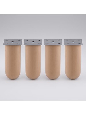 Frefly Store Bohem 4 Adet Doğal Ahşap Silindir Ayak 20 cm Set Mobilya Koltuk Kanepe Sehpa Masa Ayağı Ayakları