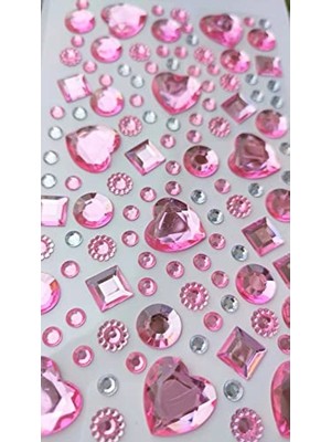 Frefly Store Yapışkanlı Taş Sticker, Saç ve Makyaj Için Işıltılı Kalp Süsleri