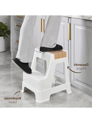 Frefly Store Beyaz Kaymaz Büyük Boy Tabure, 150 kg Taşıma Kapasiteli