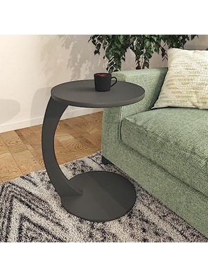 Frefly Store Intergo-Tekerlekli C Sehpa Koltuk Sehpası Yan Sehpa Zigon Sehpa Servis Sehpası (Antrasit Gri)