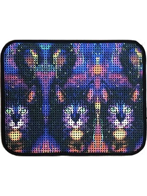 Frefly Store Elekli Desenli Kedi Tuvalet Önü Paspası 60 x 45 cm Üç Kedi