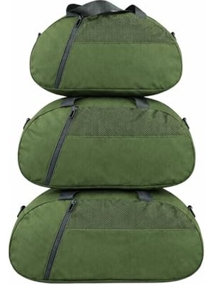 Frefly Store 3'lü Set D Valiz Önü Cepli Ayarlanabilir Omuz Askılı El Seyahat Spor Çantası (Haki)