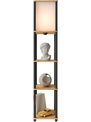 Frefly Store Sakaki Raflı Lambader Meşe Renkli | Modern 3 Katlı Raflı Ayaklı Aydınlatma Ünitesi | Dekoratif Salon, Yatak Odası, Ofis Lambaderi | E27 Duy Uyumlu Şık Tasarım | Kitaplık ve Işık Bir Arada          [en