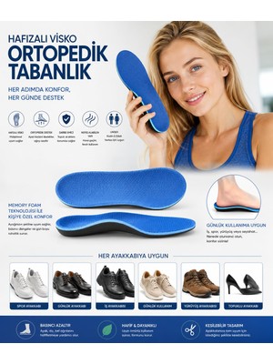 1001 Hafızalı Visko Ortopedik Tabanlık, Memory Foam Teknoloji, Iç Ayakkabı Tabanı, Topuk Dikeni, R