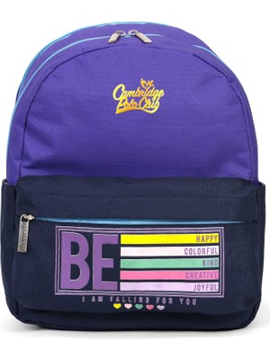 1001 Be Happy Ön Cepli Unisex Çocuk Anaokulu Çantası Mor