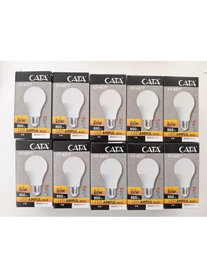 1001 Cata CT-4277B LED Ampul, 9 W, 730 Lm, Beyaz Işık 10 Lu Paket