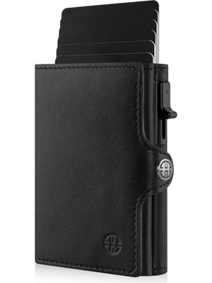 1001 Palermo Mekanizmalı Kartlık Hakiki Deri Cüzdan Unisex Kadın Erkek Rfid Korumalı (Kartlıklı, S