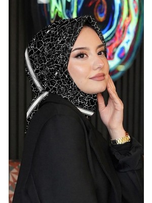 1001 Mermer Desen Beyaz Soft Pamuk Eşarp