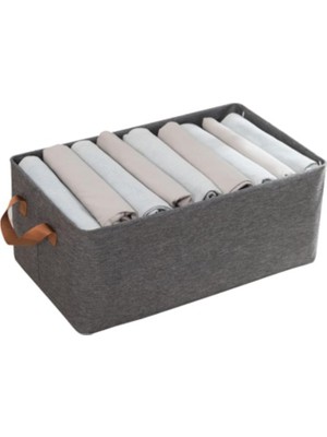 1001 Mallart® Dolap Içi Kumaş Kıyafet Düzenleyici Kutu 47X28X19.5 cm - Katlanabilir Gardırop Raf �