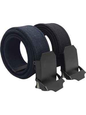 1001 2 Adet Erkek Kemer Siyah ve Lacivert Tactical Palaska Tarzı 4 cm