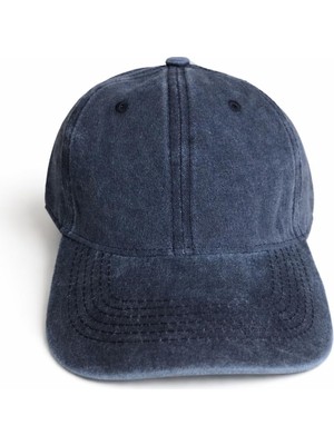 1001 Eskitme Görünümlü Lacivert Beyzbol Şapkası, Unisex, Vintage Stil, Günlük Kullanım