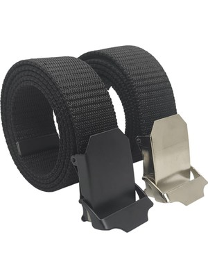 1001 2 Adet Erkek Kemer Siyah Tactical Palaska Tarzı 4 cm