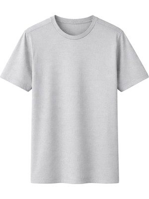 1001 Avantajlı Set (5 Adet) -Regular Kalıp -Bisiklet Yaka- Gri Melanj Renk T-Shirt