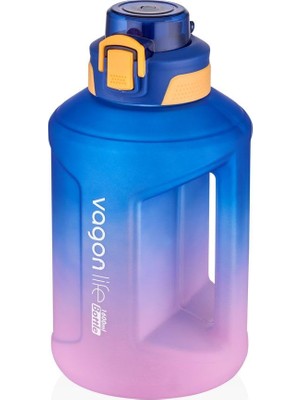 1001 1600ML Çift Renk Taşıma Askılı ve Kulplu Motivasyon Su Matarası Sticker SM-2307-MAVİMOR