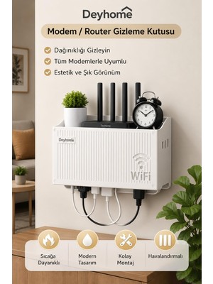1001 Modem Gizleme Kutusu, Wi-Fi Router Saklama Kapağı, Pleksi Malzeme, Duvara Monte, Kablo Düzenleyic