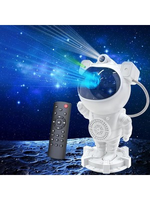 1001 Astronot Projektör Bluetooth Bağlantılı ve Uzaktan Kumandalı Ambians Gece Lambası Uzay Efektli