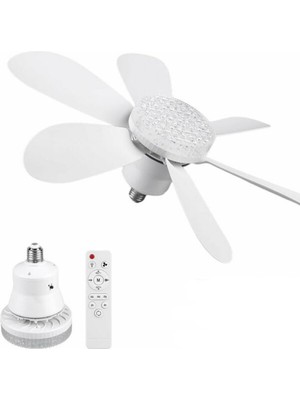 1001 Aee® 2’si 1 Arada Tavan Vantilatör & Avize Lamba 52 cm Kumandalı | 6 Kanat | 3 Kademe Hız | Be