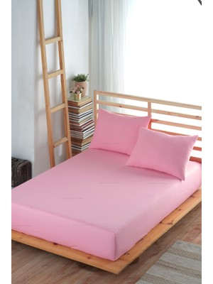 1001 Lastikli Çarşaf TAKIMI%100 Pamuk (Yastık Kılıflı) (Pudra, 90 x 190)