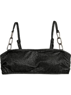 1001 Simli Bikini Üstü Metal Aksesuar Detaylı Askılı Kaplı
