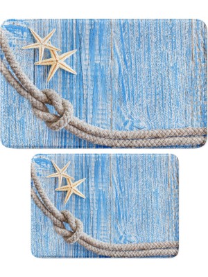 1001 Sevimli Tasarımlı Mikrofiber 2'li Takım Banyo Paspası, Kaymaz Taban, Makinede Yıkanabilir (40X6