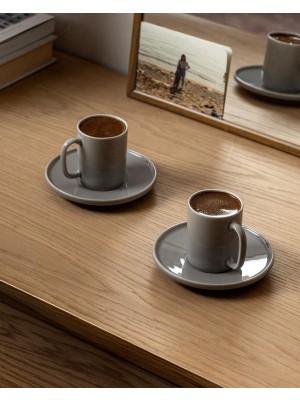 1001 Vela 2 Kişilik 4 Parça Kahve Fincan Seti - Gri - 90 ml