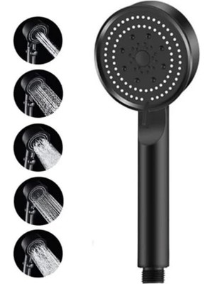 1001 5 Fonksiyonlu Turbo Fan Duş Başlığı – Siyah, Yüksek Basınçlı, Su Tasarruflu, Masaj & Yağ