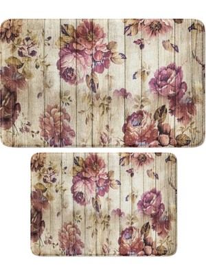 1001 Sevimli Tasarımlı Mikrofiber 2'li Takım Banyo Paspası, Kaymaz Taban, Makinede Yıkanabilir (40X6