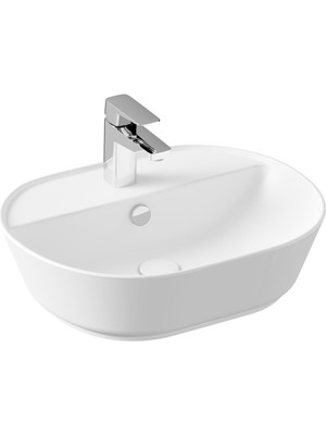 1001 Geo 7428B001-0001 Oval Çanak Lavabo 55 Cm, Mat Beyaz