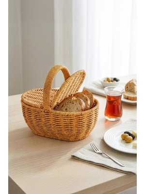 1001 Oval Hasır Rattan Mini Kulplu Sepet - BB6069